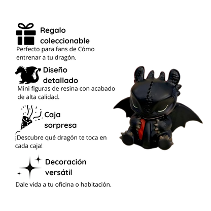 Caja Sorpresa Mini Dragones Desdentao – Figuras Coleccionables de Resina